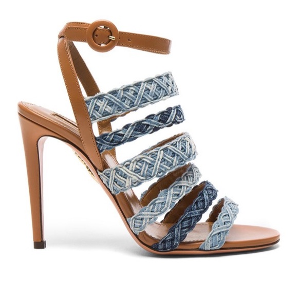 NWT Aquazzura Tyra blue denim strappy heels - Picture 3 of 4